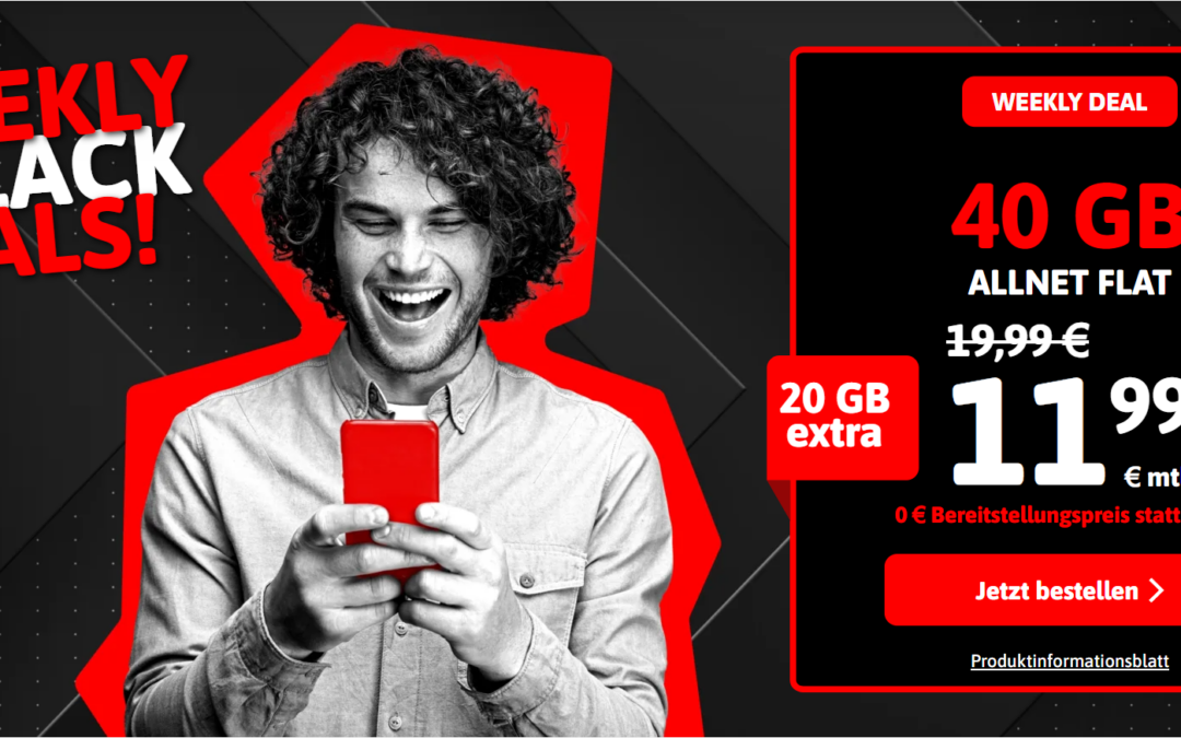 BlackSIM Weekly Deal: 40 GB statt 20 GB 5G-Datenvolumen jetzt für nur 11,99 €!