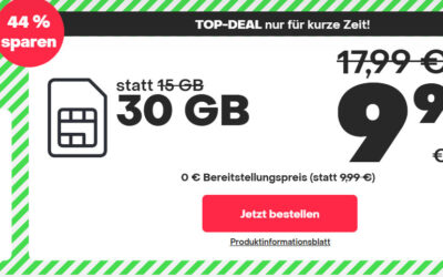 handyvertrag.de TOP-DEAL: 44% sparen! 30 GB Allnet Flat für nur 9,99 €