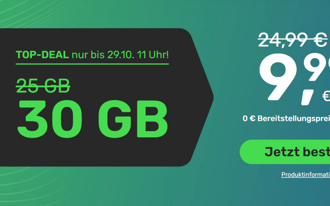 handyvertrag.de TOP-DEAL: 30 GB Allnet Flat für nur 9.99 € im Monat!