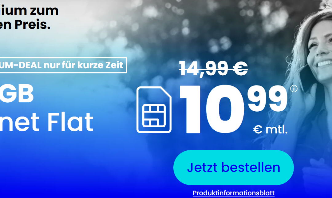 PremiumSIM: Nur für kurze Zeit! 16 GB Allnet Flat für nur 10.99 € im Monat!