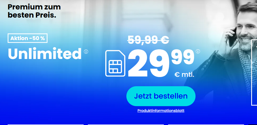 premiumSIM Unlimited: Unbegrenzt Surfen mit 5G und Allnet Flat für nur 29,99 € im Monat!